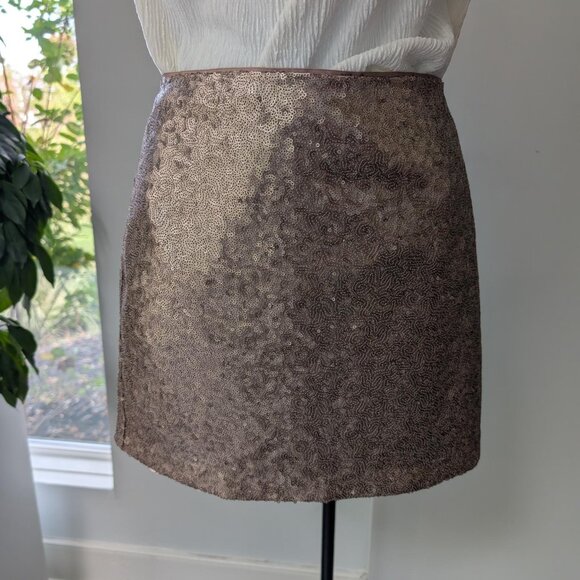 Gap Gold Sequin Mini Skirt, Size 4 - Picture 1 of 5